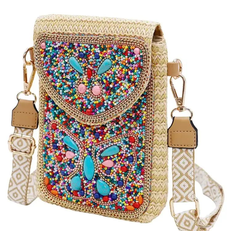 Cap Zone Butterfly Bohemian Artisan Beaded Crossbody Bag