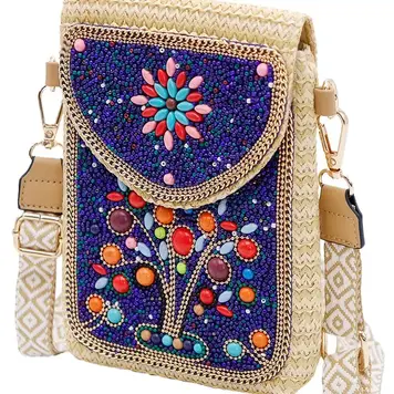 Cap Zone Tree of Life Bohemian Artisan Beaded Crossbody Bag