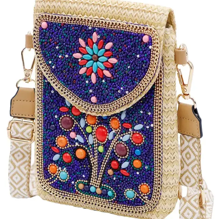Cap Zone Tree of Life Bohemian Artisan Beaded Crossbody Bag