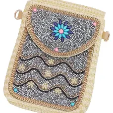 Cap Zone Wavy Daisy Flower Artisan Beaded Crossbody Bag