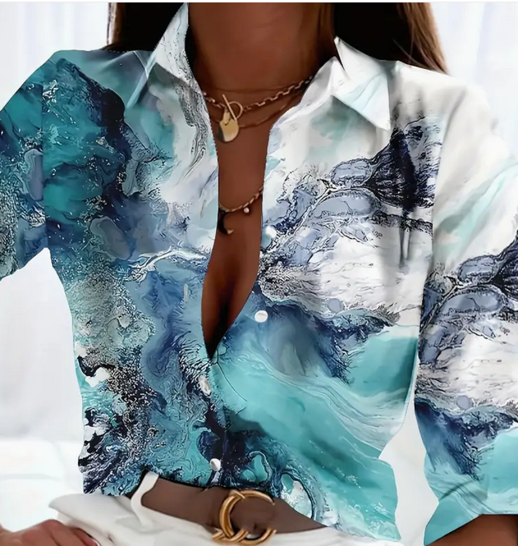 Wave Print Top Multi Color M