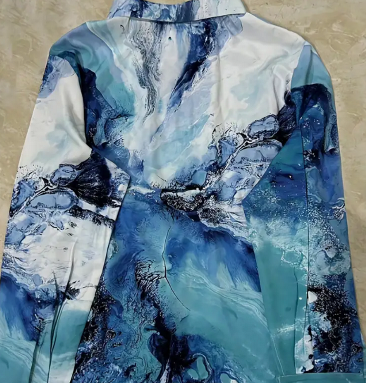 Wave Print Top Multi Color M