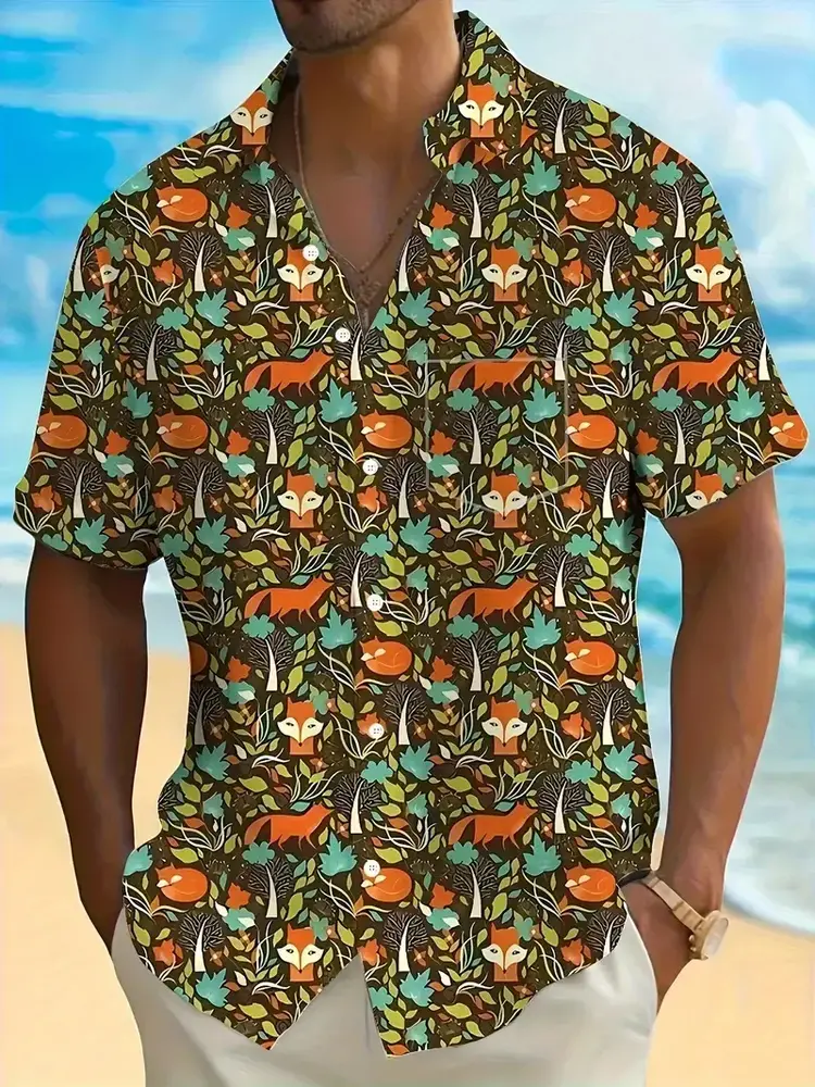 Floral Fox Hawaiian Shirt