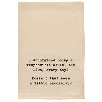 ellembee Responsible Adult  Funny Tea Towel