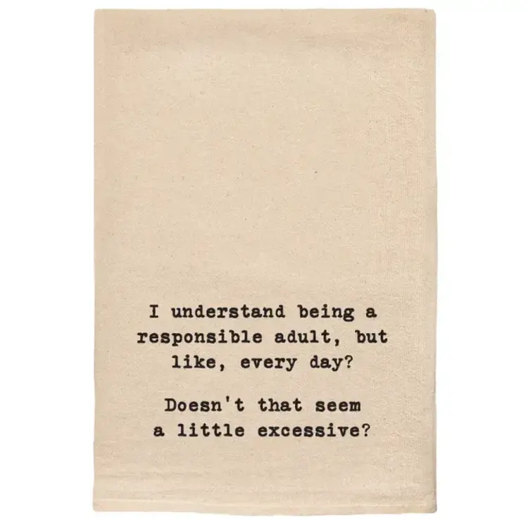 ellembee Responsible Adult  Funny Tea Towel