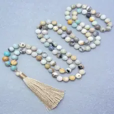 Long Tassel Beige Pendant Necklace