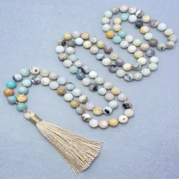 Long Tassel Beige Pendant Necklace