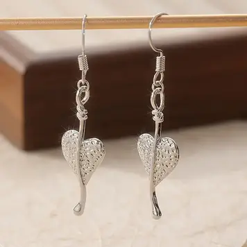 Textured Heart Dangle Earrings