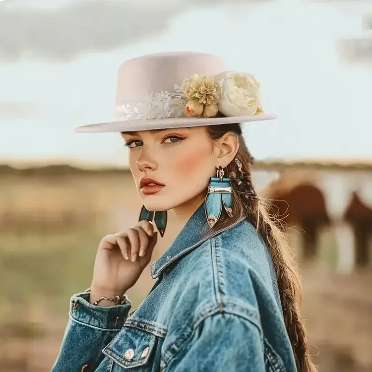 Bohemian Floral Beige Hat