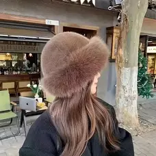 Faux Fur Plush Bucket Hat Brown
