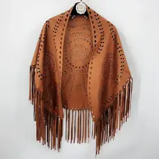 Fringed Tassel Shawl Brown