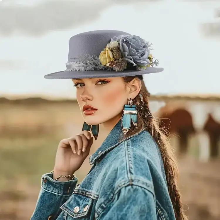 Bohemian Floral Hat Gray