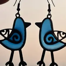 Bird Drop Earrings Blue