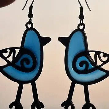 Bird Drop Earrings Blue