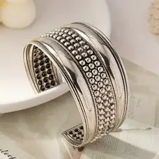 Silver Dotted Cuff Bangle