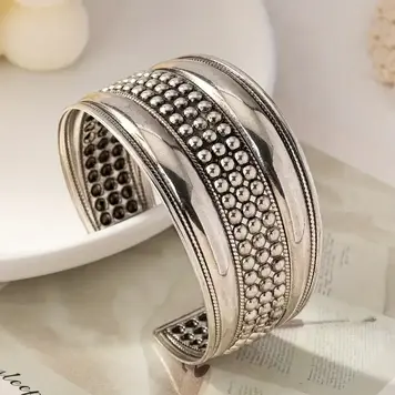 Silver Dotted Cuff Bangle