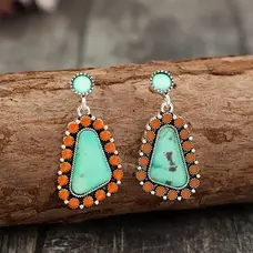 Rust & Turquoise Drop Earrings