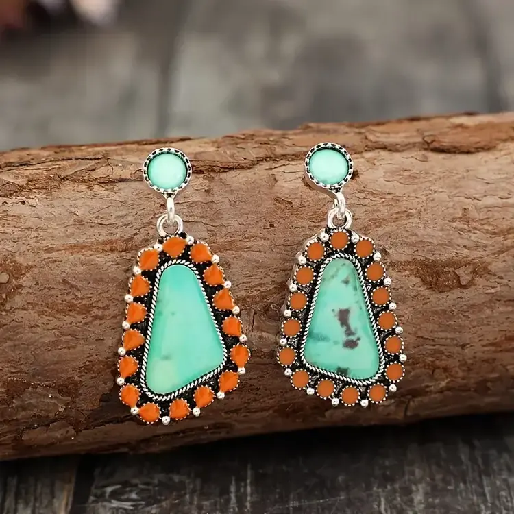 Rust & Turquoise Drop Earrings