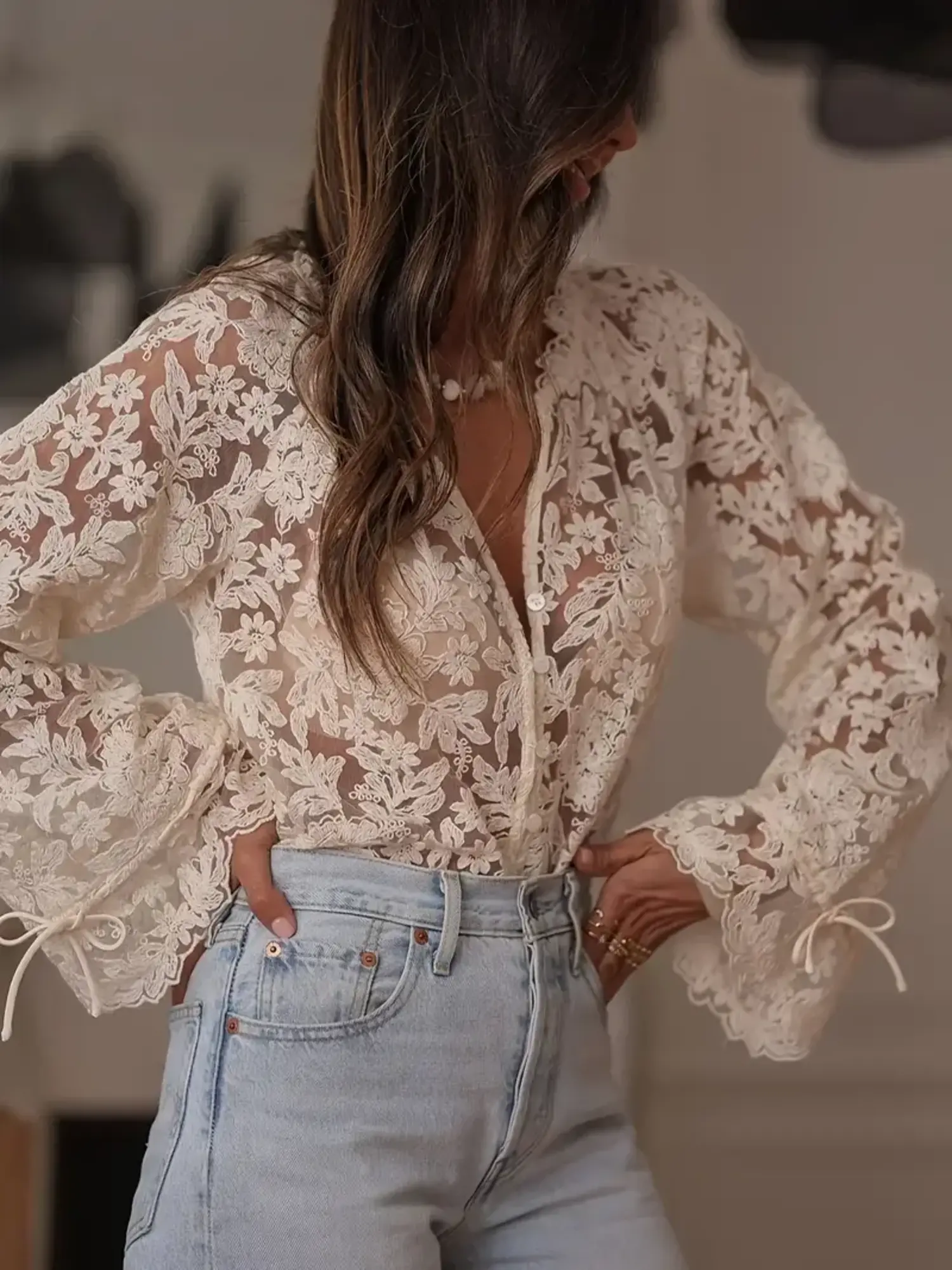 トップス flower lace tops Embroidered Lace Flower Top - Sassy Lassie