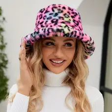 Leopard Print Tye-Dye Plush Hat