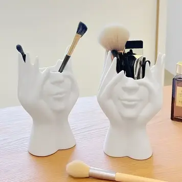 Modern White Face in Hands Organizer