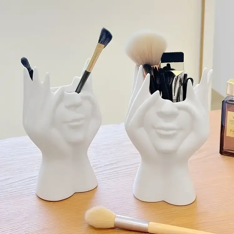 Modern White Face in Hands Organizer