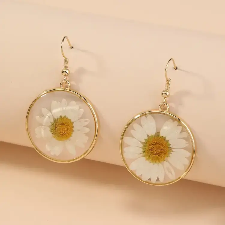 Daisy Circle Dangle Earrings