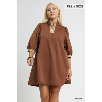 Umgee High Neck Jacquard Mini Dress