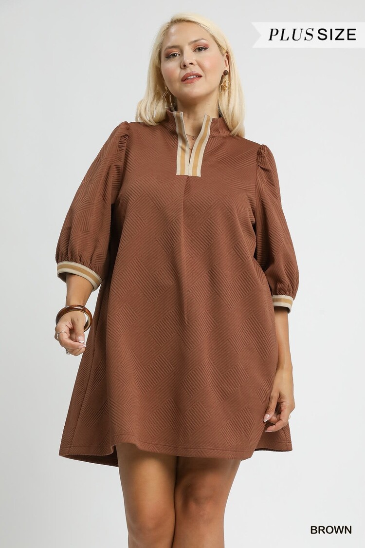 Umgee High Neck Jacquard Mini Dress