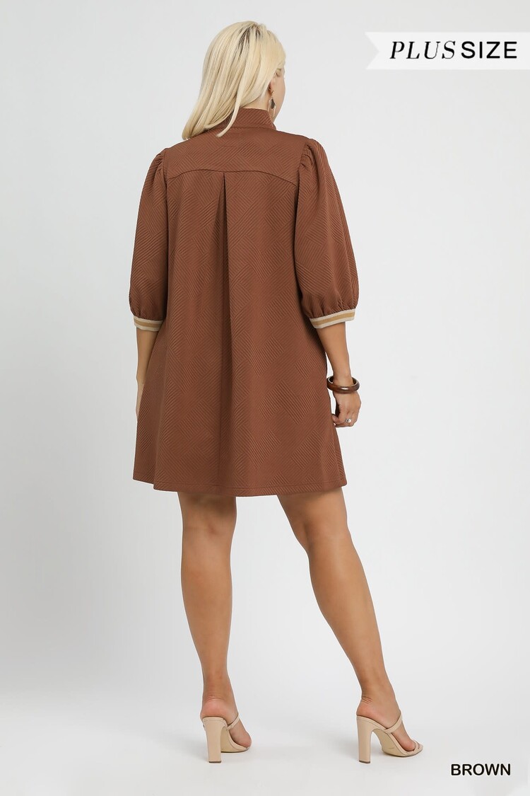 Umgee High Neck Jacquard Mini Dress