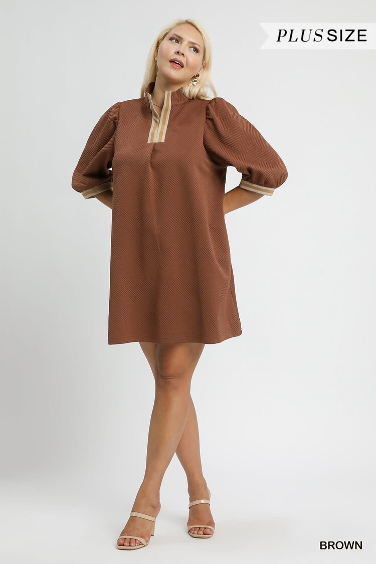 Umgee High Neck Jacquard Mini Dress