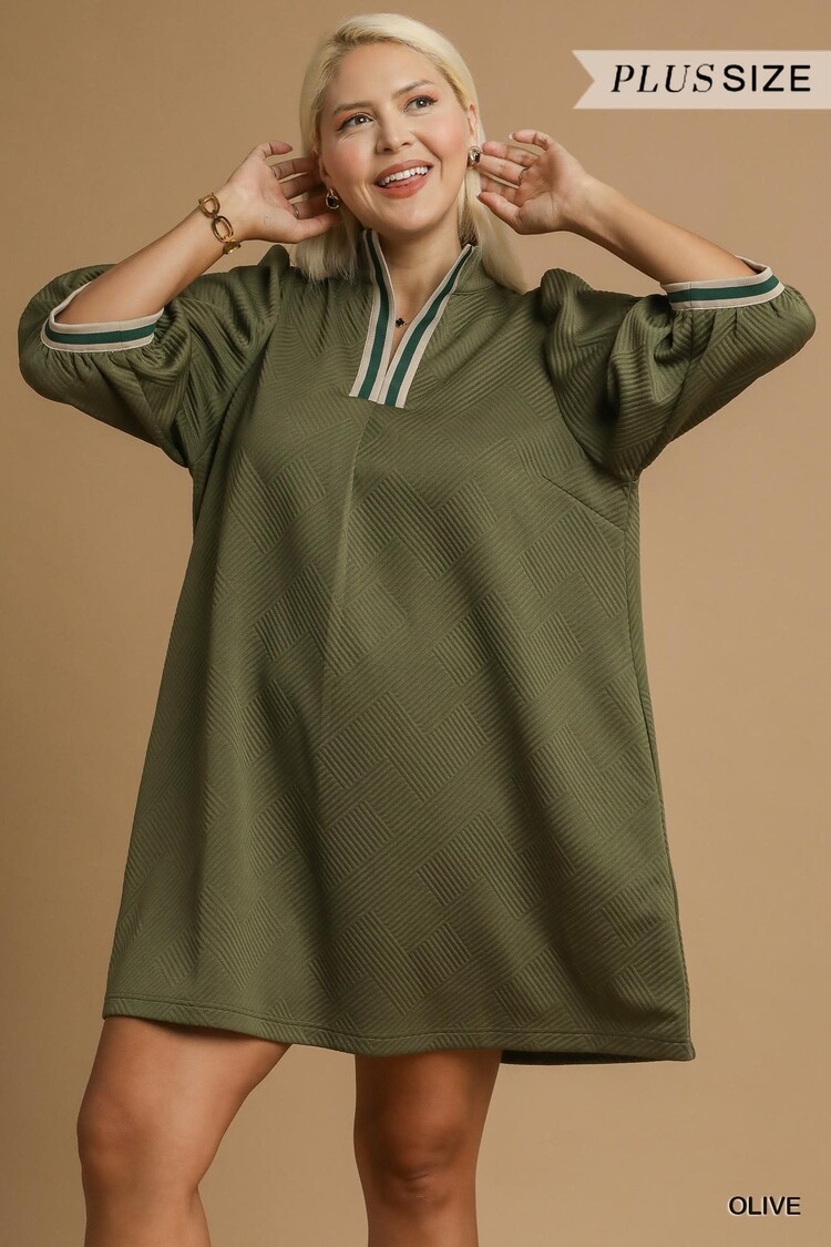 Umgee High Neck Jacquard Mini Dress