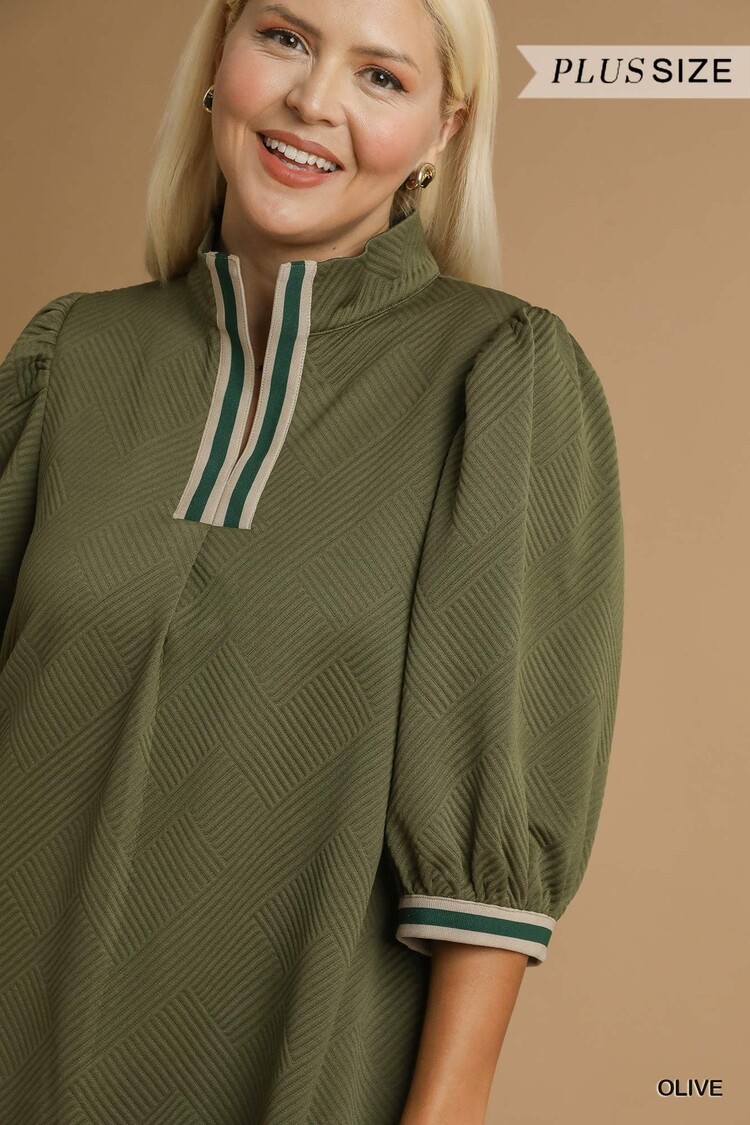 Umgee High Neck Jacquard Mini Dress