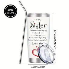 20oz  To My Sister Tumbler with Lid & Straw