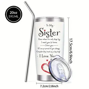 20oz  To My Sister Tumbler with Lid & Straw