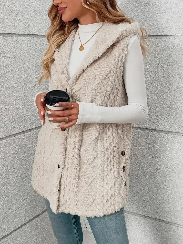 Hooded Faux Fur Vest
