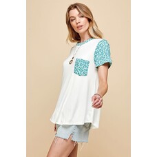 Fashion Go Women Animal Contrast Round Neck T-shirt