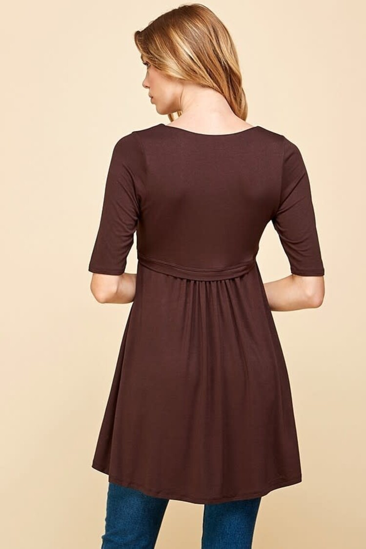 Women Solid Short Sleeve Babydoll High-low Tunic