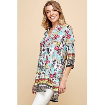 Fashion Go Women Paisley Floral Print V Neck Blouse
