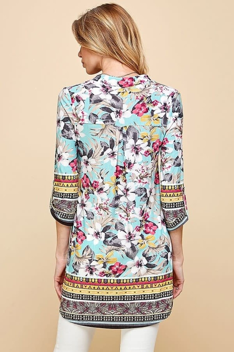 Fashion Go Women Paisley Floral Print V Neck Blouse