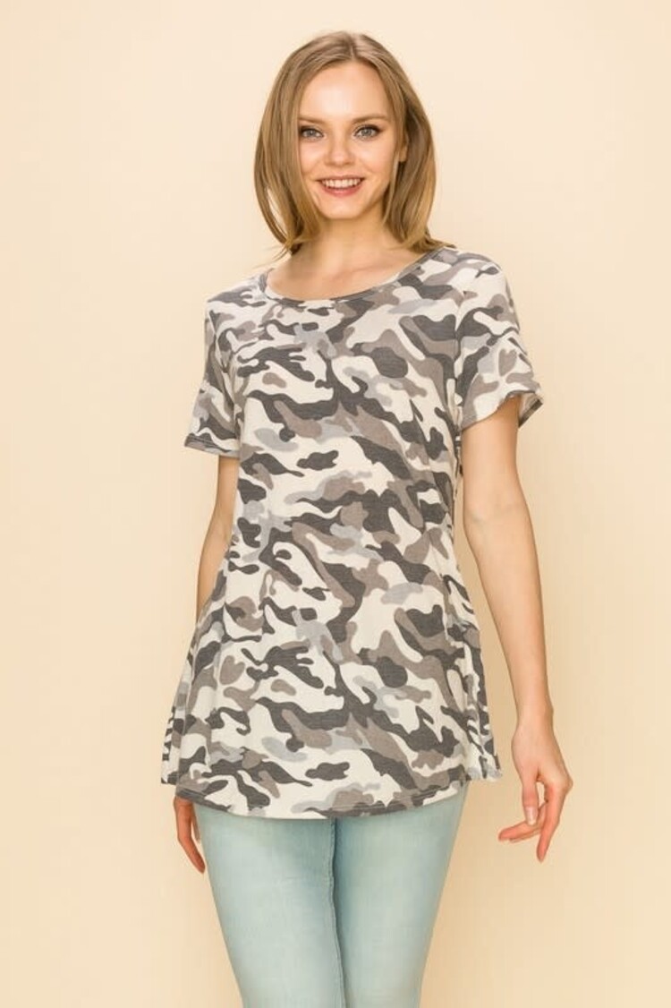 Fashion Go Camouflage Round Neck T-shirt