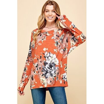 Fashion Go Women Floral Print Long Sleeve Loose Top