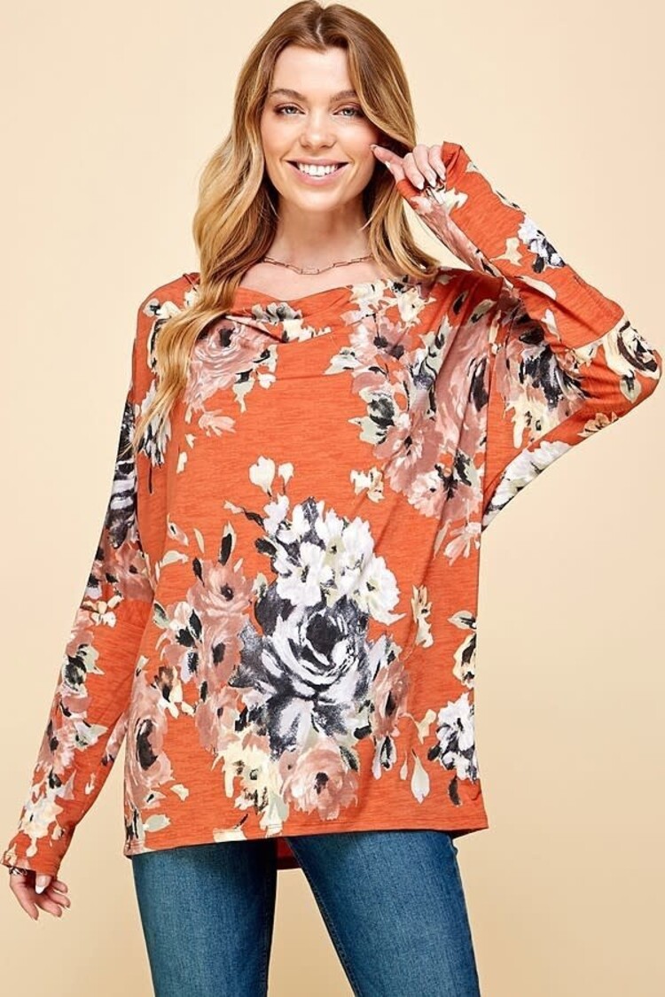 Women Floral Print Long Sleeve Loose Top