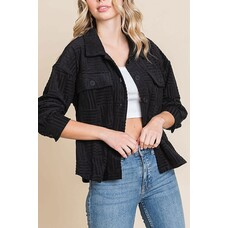 Fashion Go Women's Embossed Soft Casual Shacket