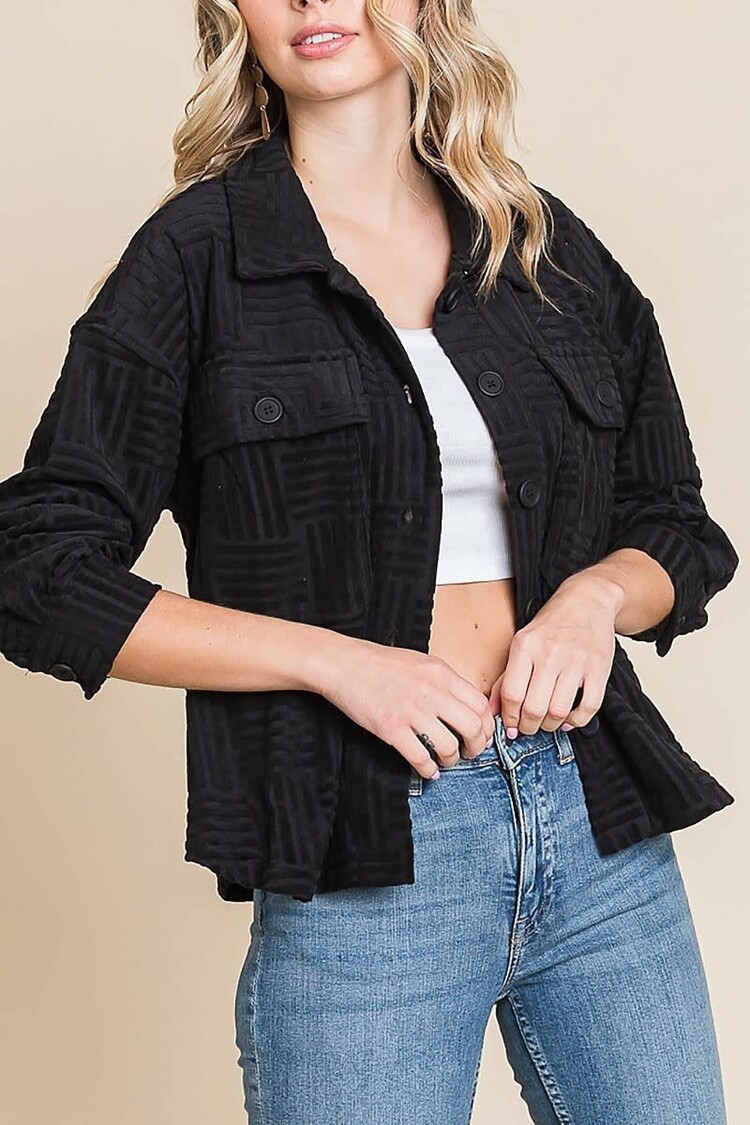 Fashion Go Women's Embossed Soft Casual Shacket