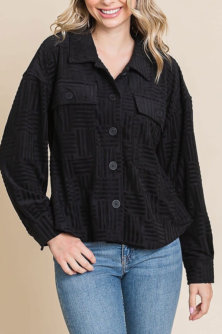 Fashion Go Women's Embossed Soft Casual Shacket