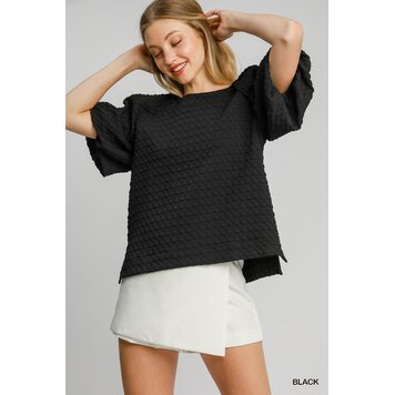 Umgee Jacquard Round Neck Top
