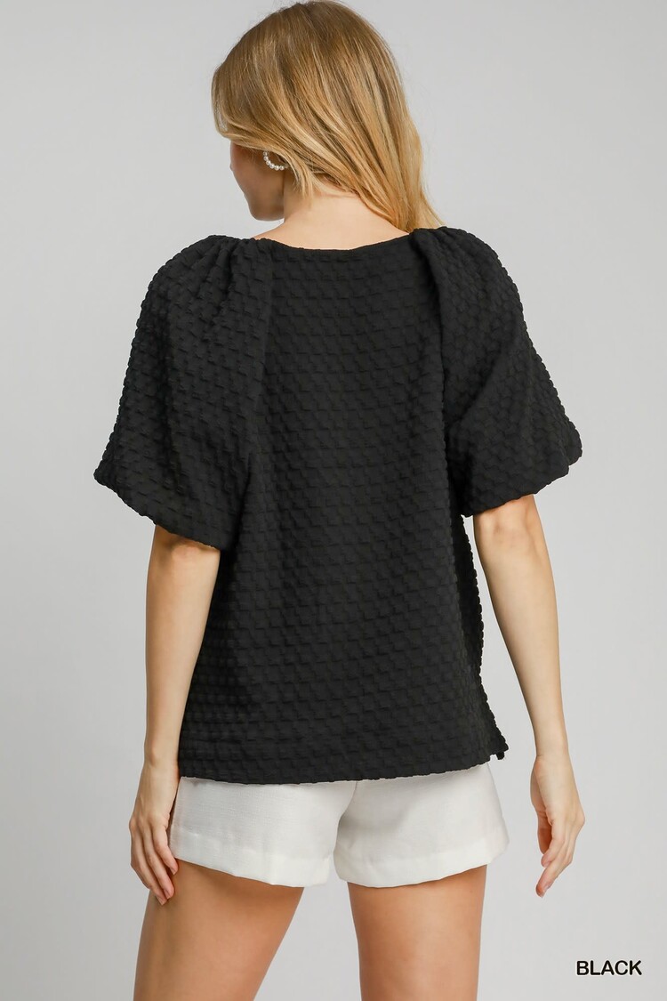 Umgee Jacquard Round Neck Top