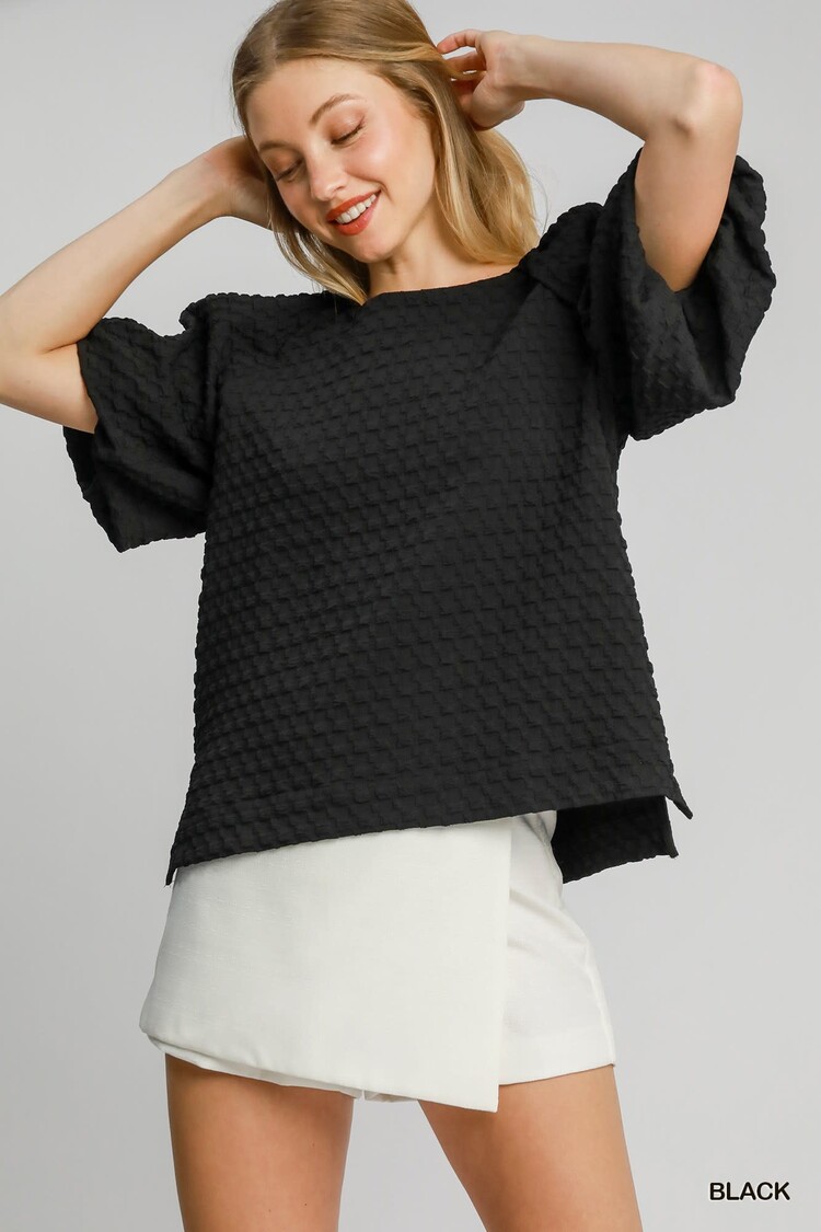 Umgee Jacquard Round Neck Top