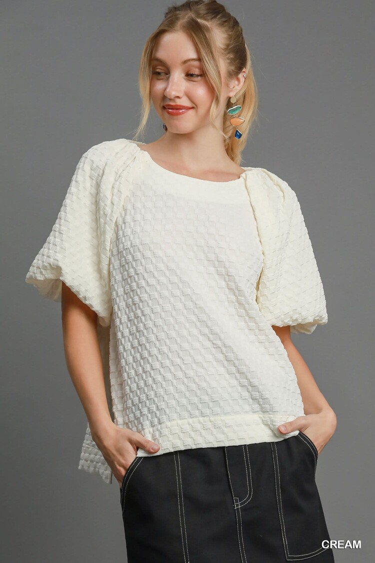 Umgee Jacquard Round Neck Top